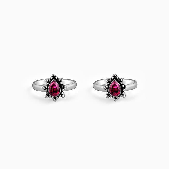 Oxidised Silver Pear Toe Rings