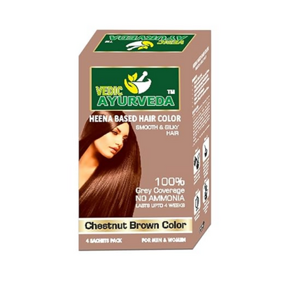 VedicAyurveda Henna Based Hair Colour, Natural Black and Chestnut Brown