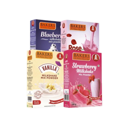 BAKERS Milk Shake Mix Combo - Rose, Vanilla, Strawberry & Blueberry
