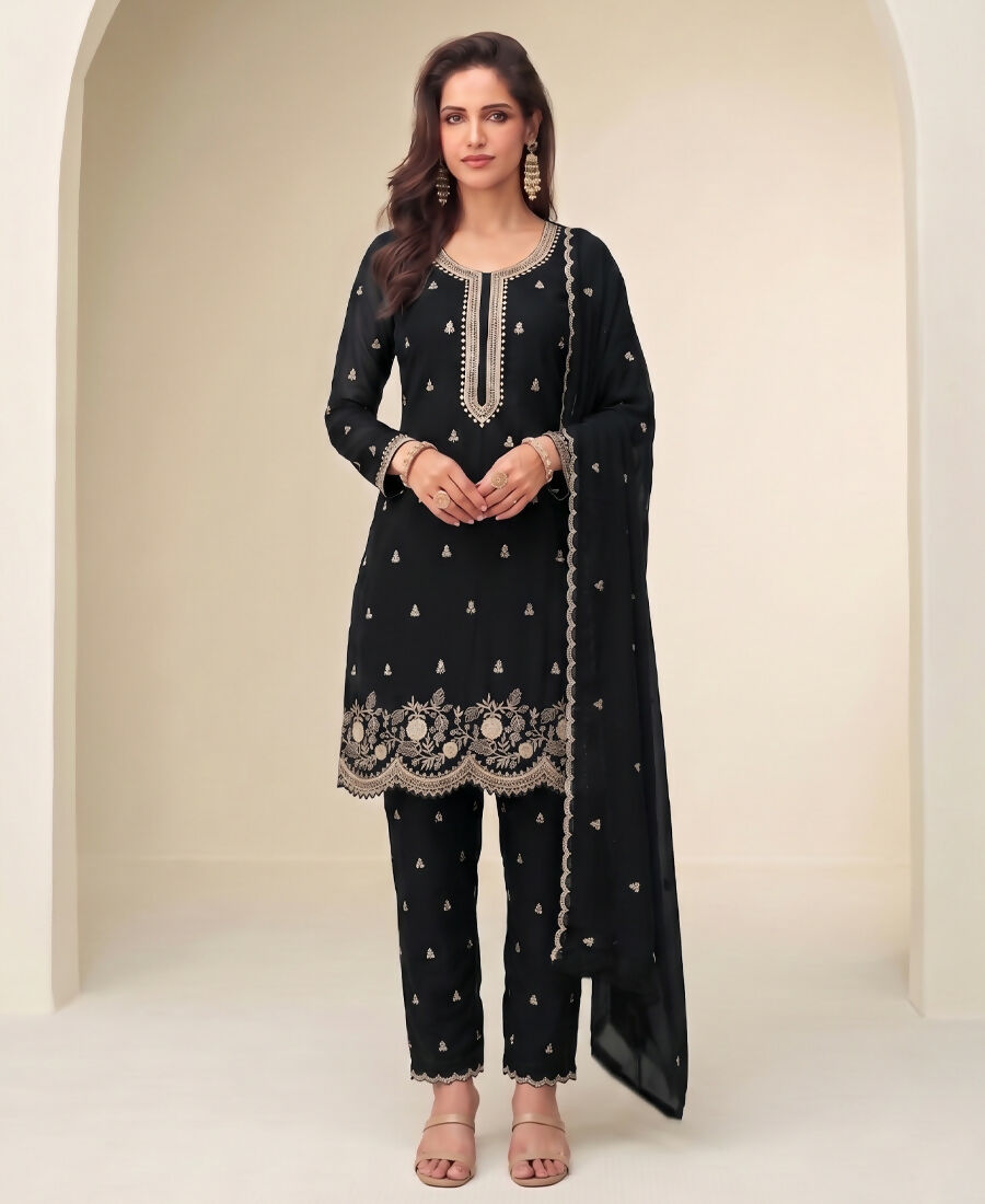 KC Bollywood Style Black Georgette Suit For Women