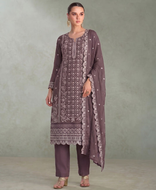 KC Lilac Pakistani Straight Suit For Women Chiffon