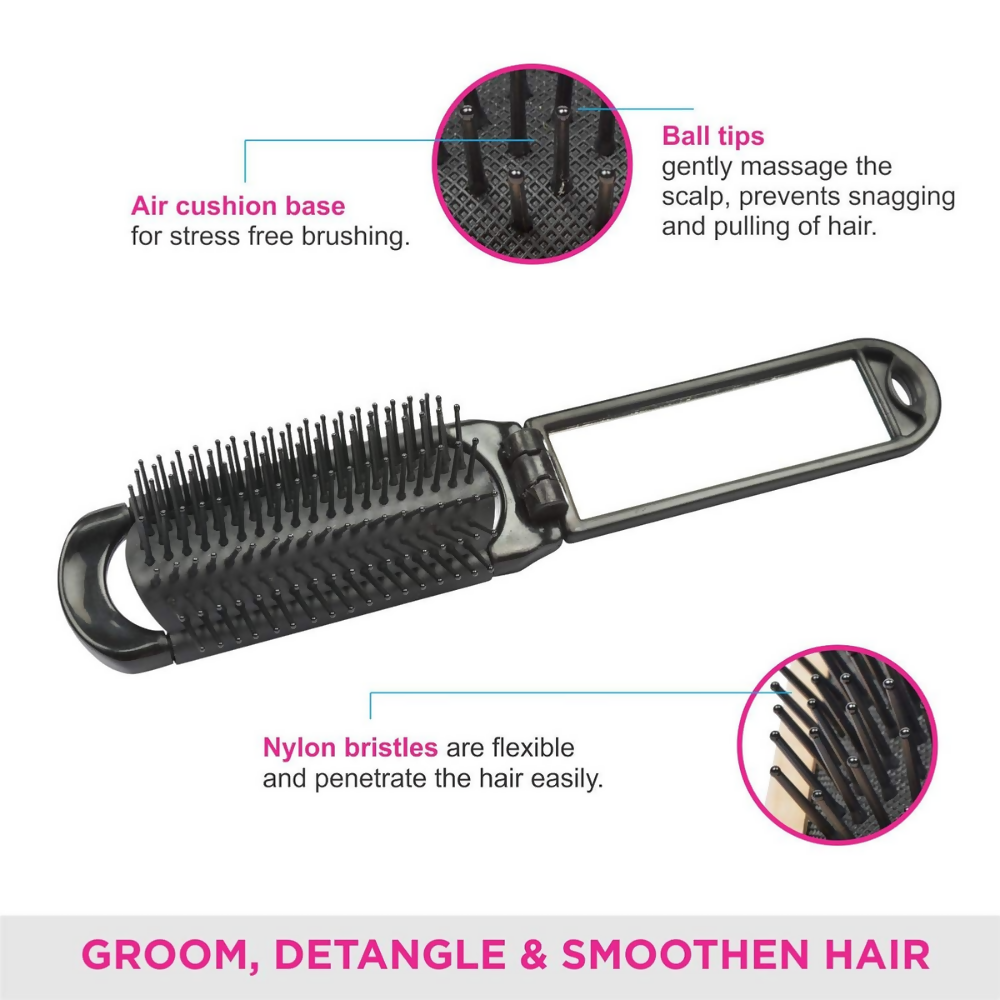 Vega Folding Hair Brush with Mirror