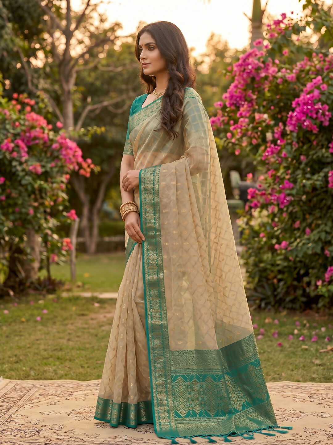 Shree Shyam Fashion Chiku With Rama Cotton Saree
