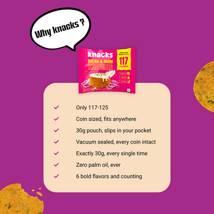 Knacks Coin Khakhra Crisps - Dream & Onion Flavour