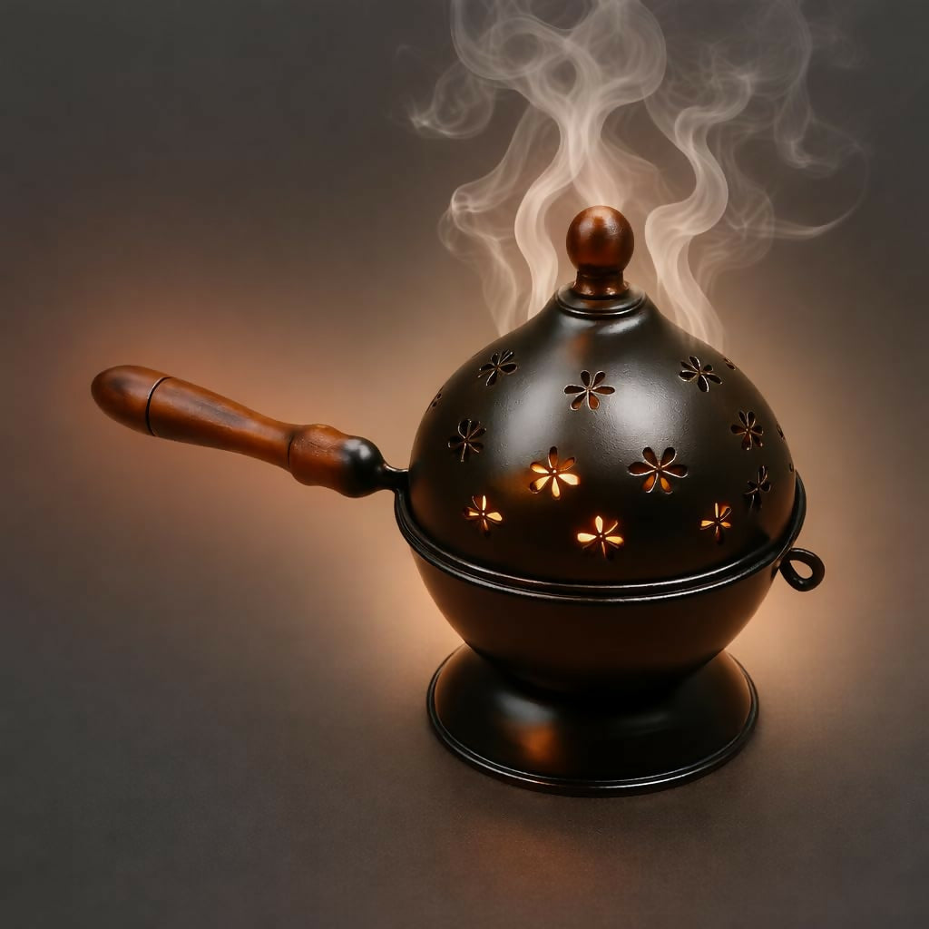 Not Available Metal Loban Dhoop Dani - Black Color