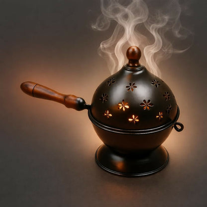 Not Available Metal Loban Dhoop Dani - Black Color
