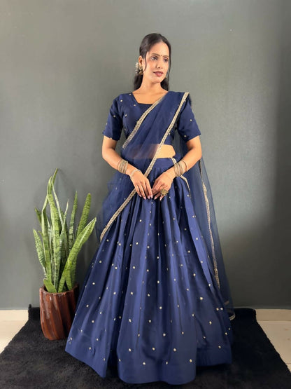 Teeya Creation New Trendy Stylist South Style Lehenga Choli Set - Dark-Navy-Blue
