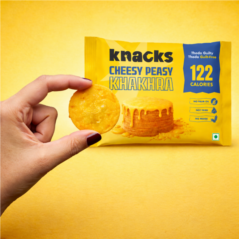 Knacks Coin Khakhra Crisps - Cheesy Peasy Flavour
