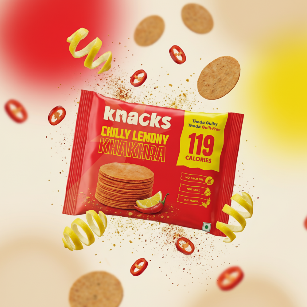 Knacks Coin Khakhra Crisps - Chilly Lemony Flavour