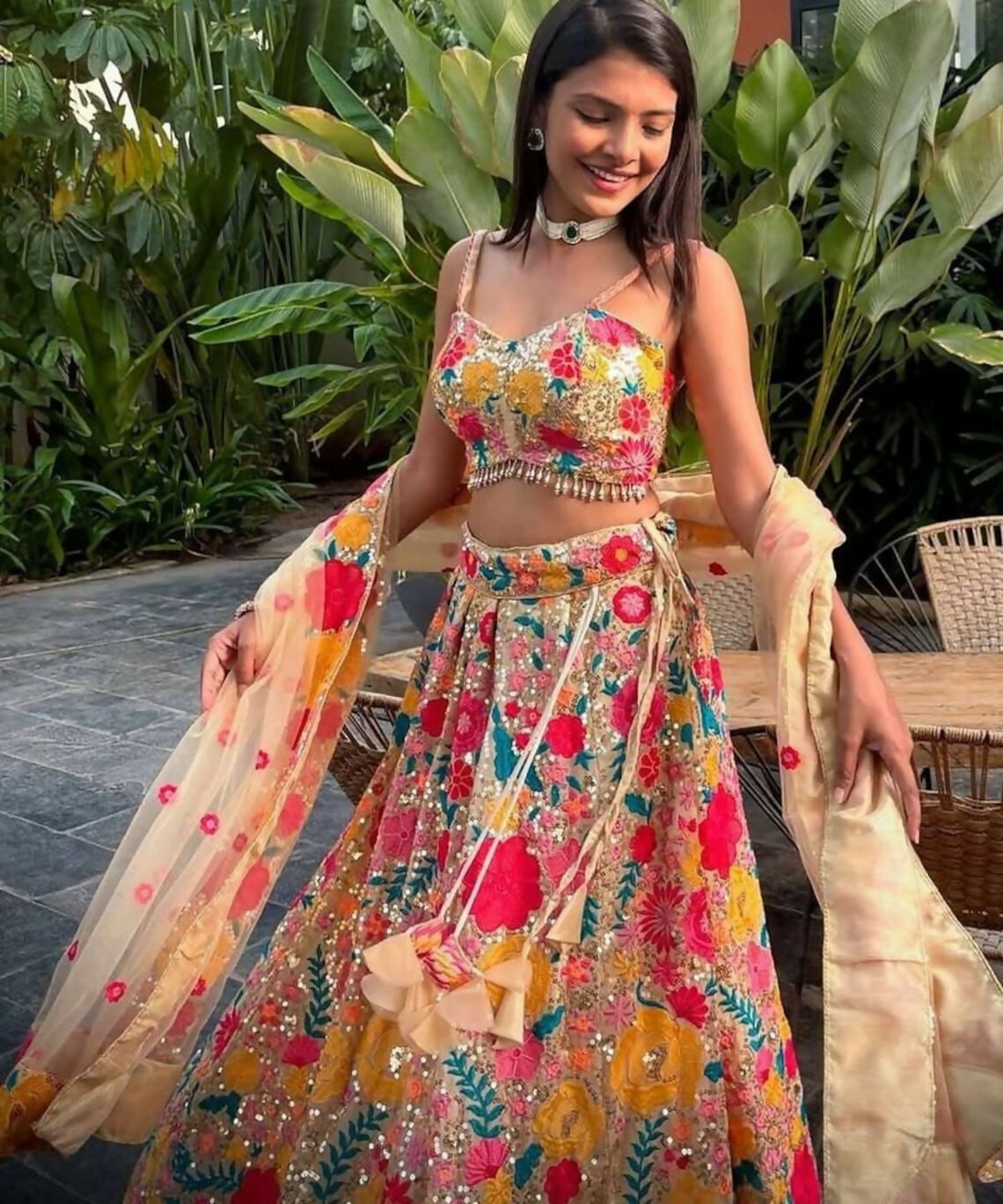 Lehenga Mart Multicolor Faux Georgette Designer Bollywood Style Wedding Wear Lehenga Choli