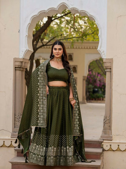 Lehenga Mart Mehendi Green Designer Wedding Wear Lehenga Choli