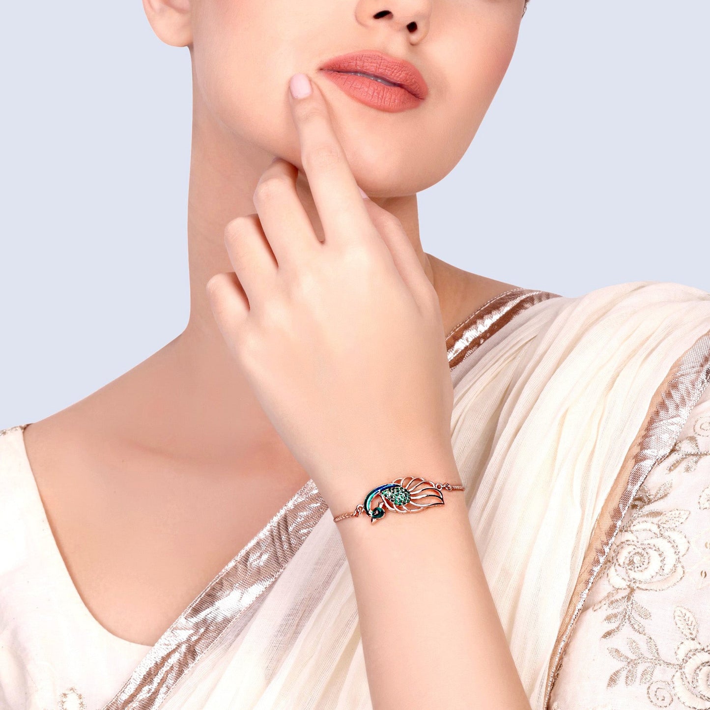 Rajvika – Morbagh Green Stone Peacock Bracelet