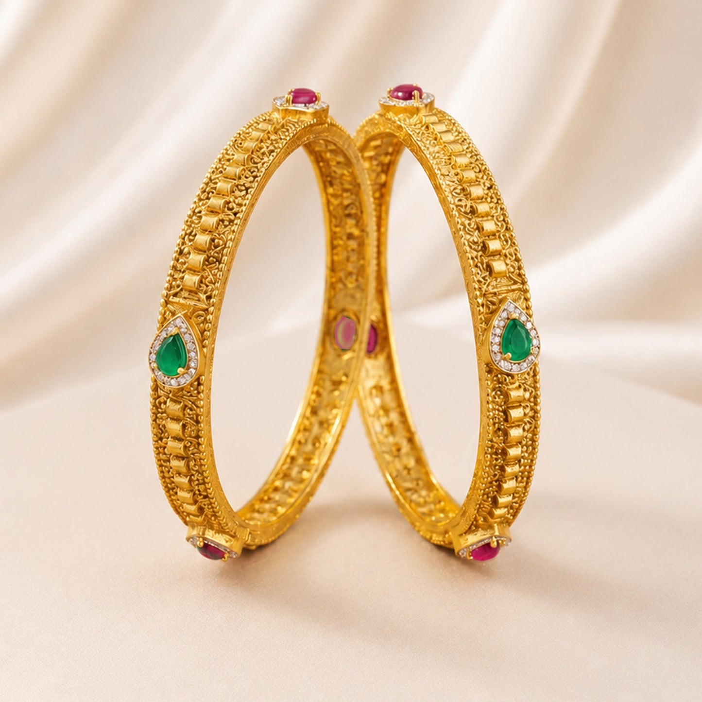Antique Multi Stone Matte Bangles
