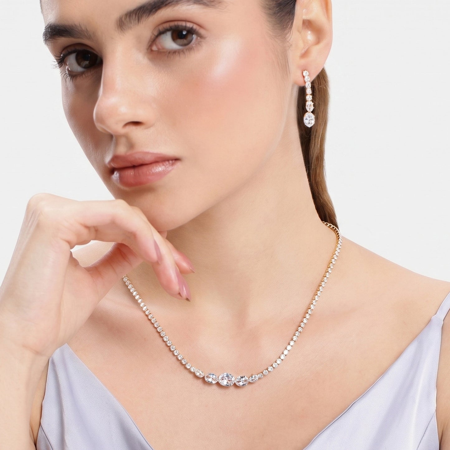 Miraa Oval Stone Necklace Set