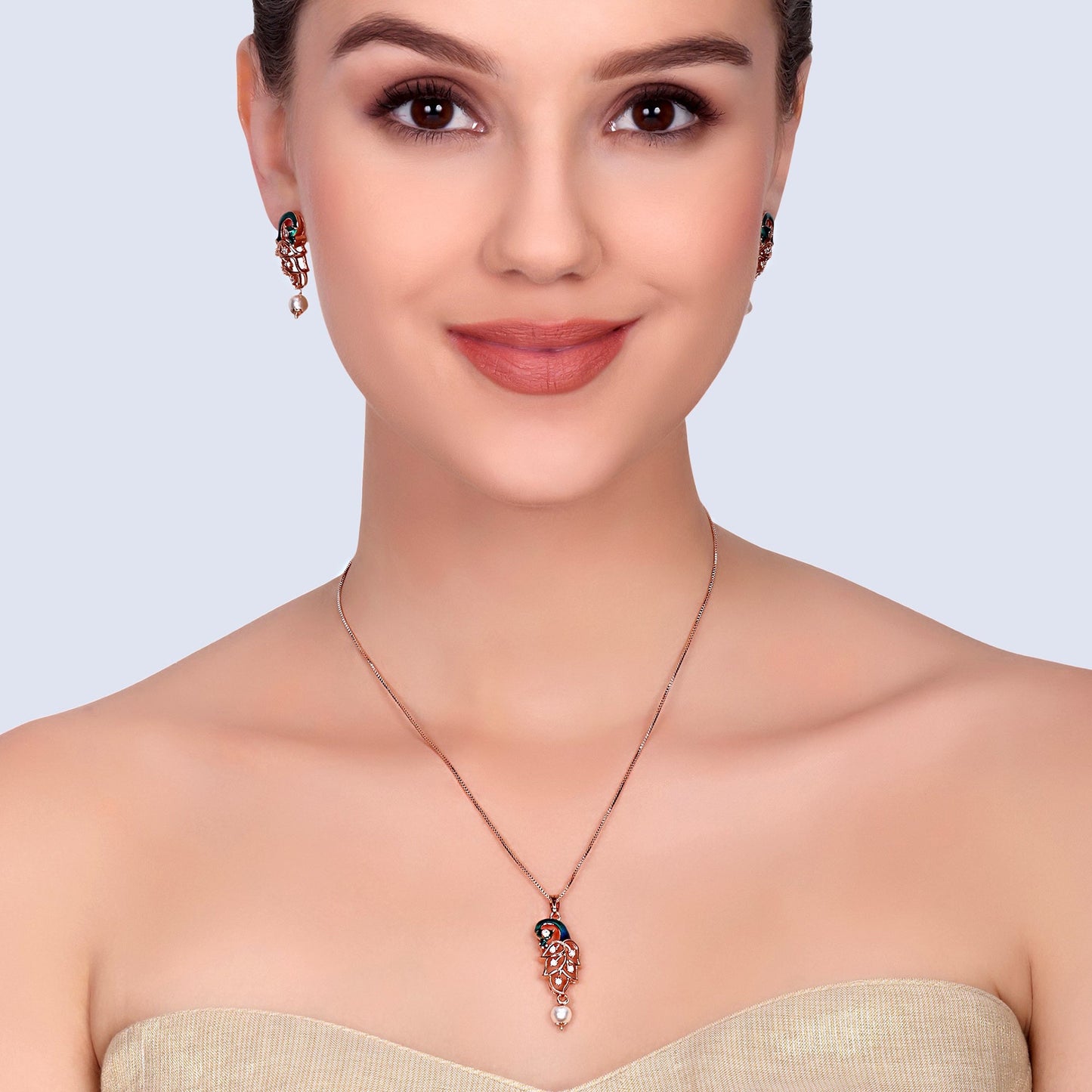 Ratnika – Morbagh White CZ Pendant Set