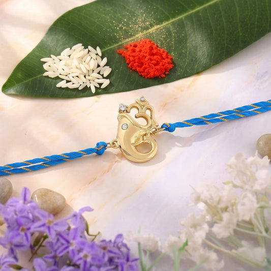 Premium Gold Plated Blessed Ganesh Rakhi