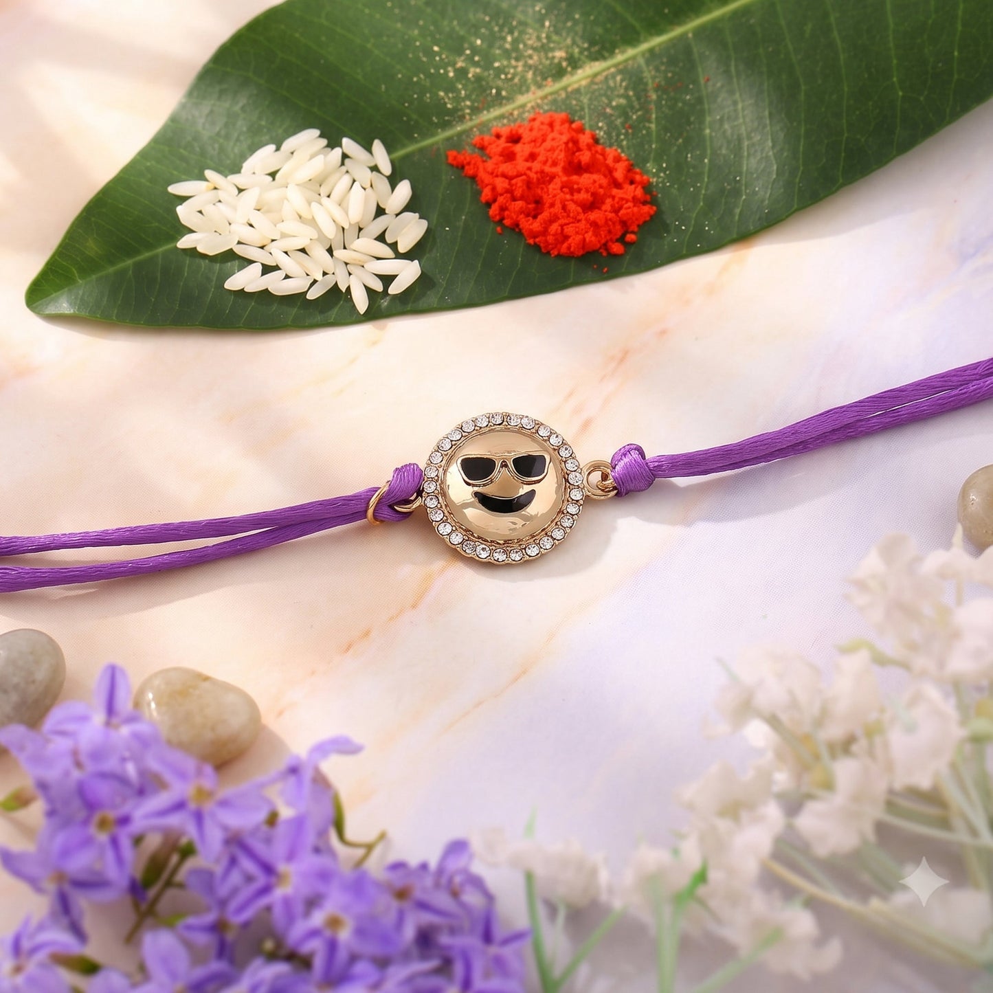 Premium Gold Plated Cool Emoji Designer Rakhi