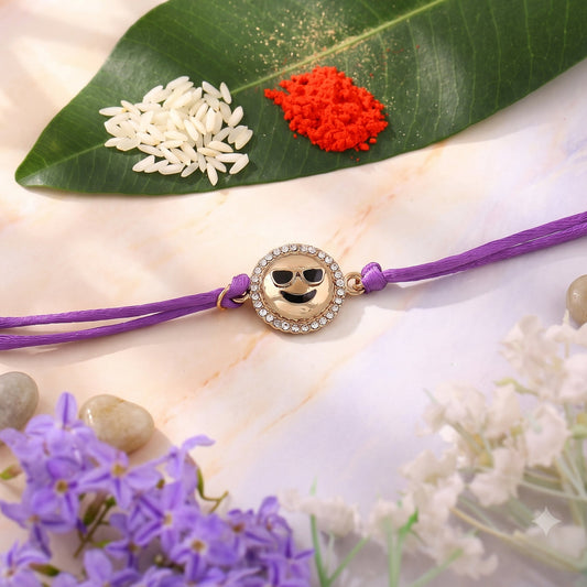 Premium Gold Plated Cool Emoji Designer Rakhi