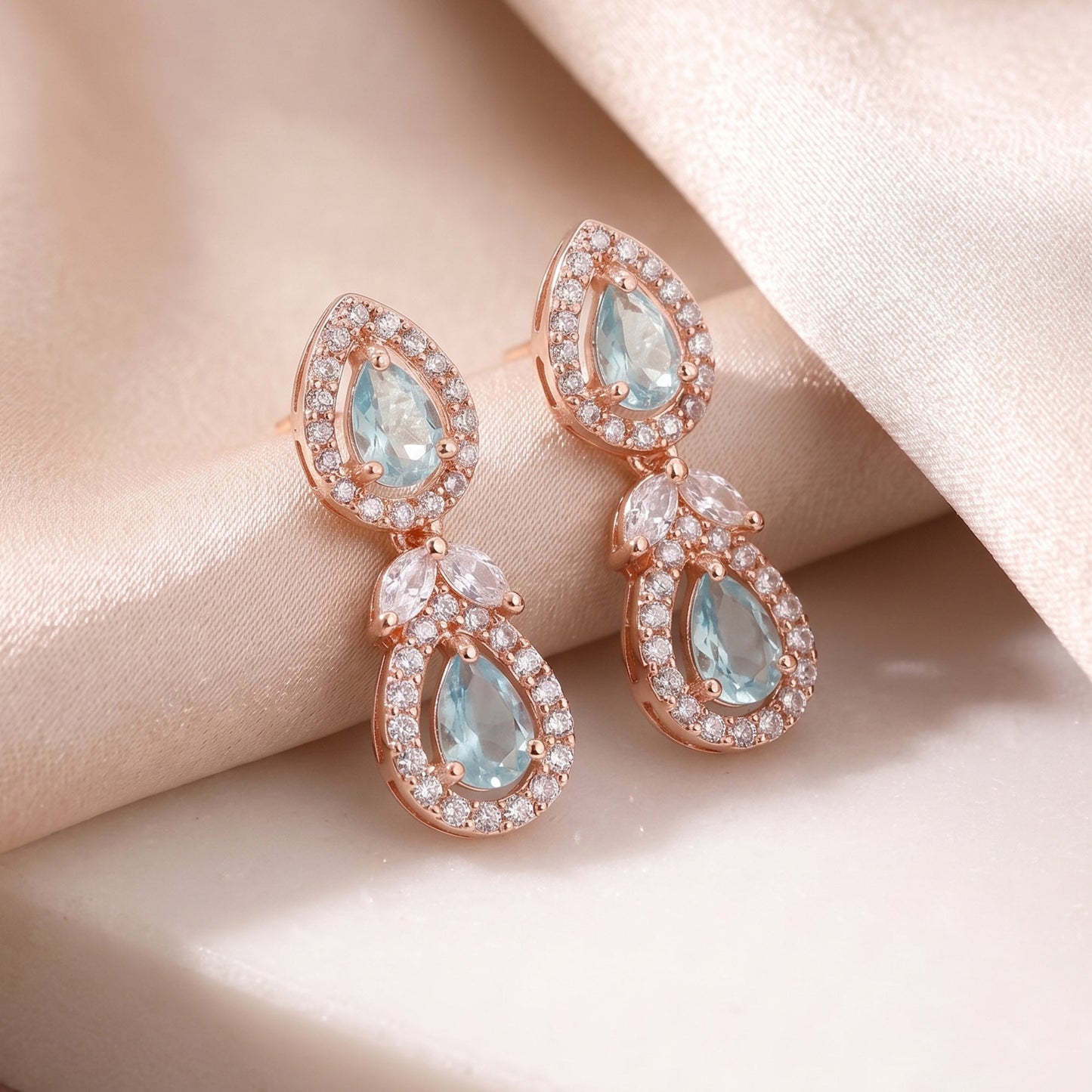 Mint Green Double Teardrop Earrings