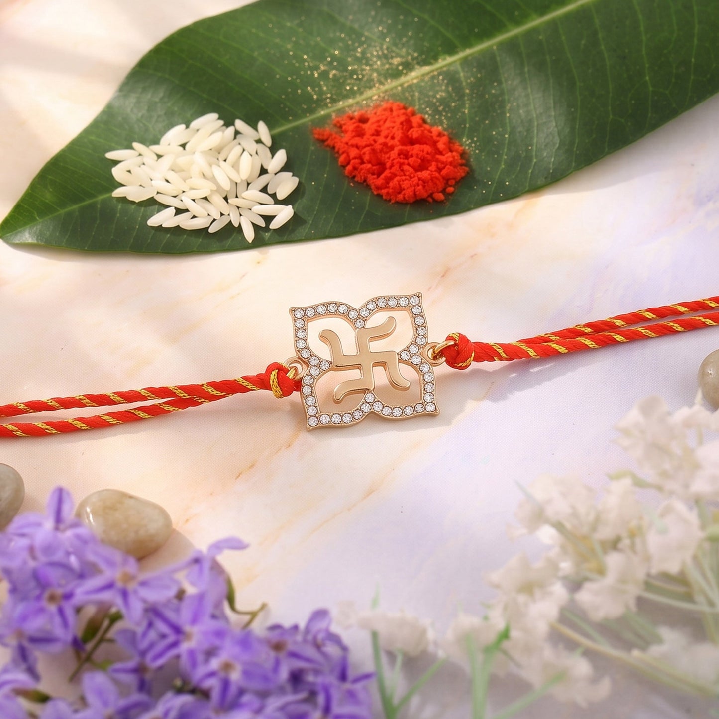 Premium Gold Plated Holy Swastika Rakhi