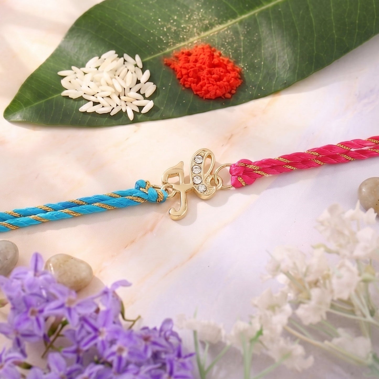 Gold Plated Opulent "H" Initials Rakhi