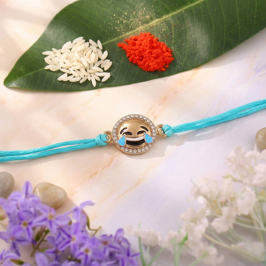 Gold Plated Laughing Emoji Designer Rakhi