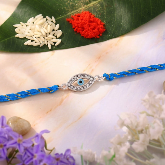 Rhodium Plated Auspicious Evil Eye Rakhi
