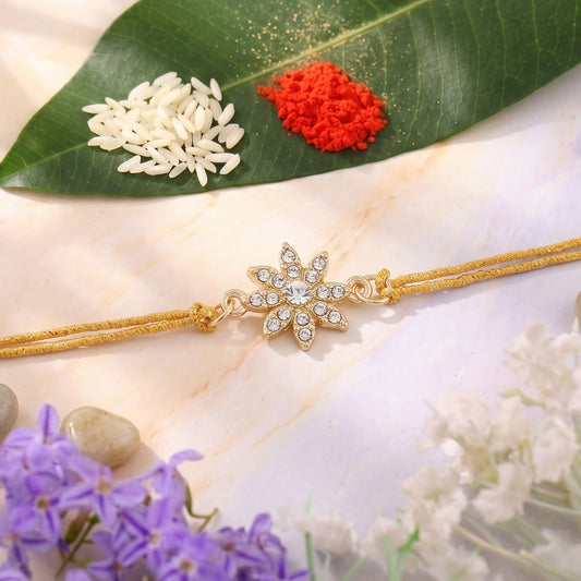 Premium Gold Plated Ornamental Flower Rakhi
