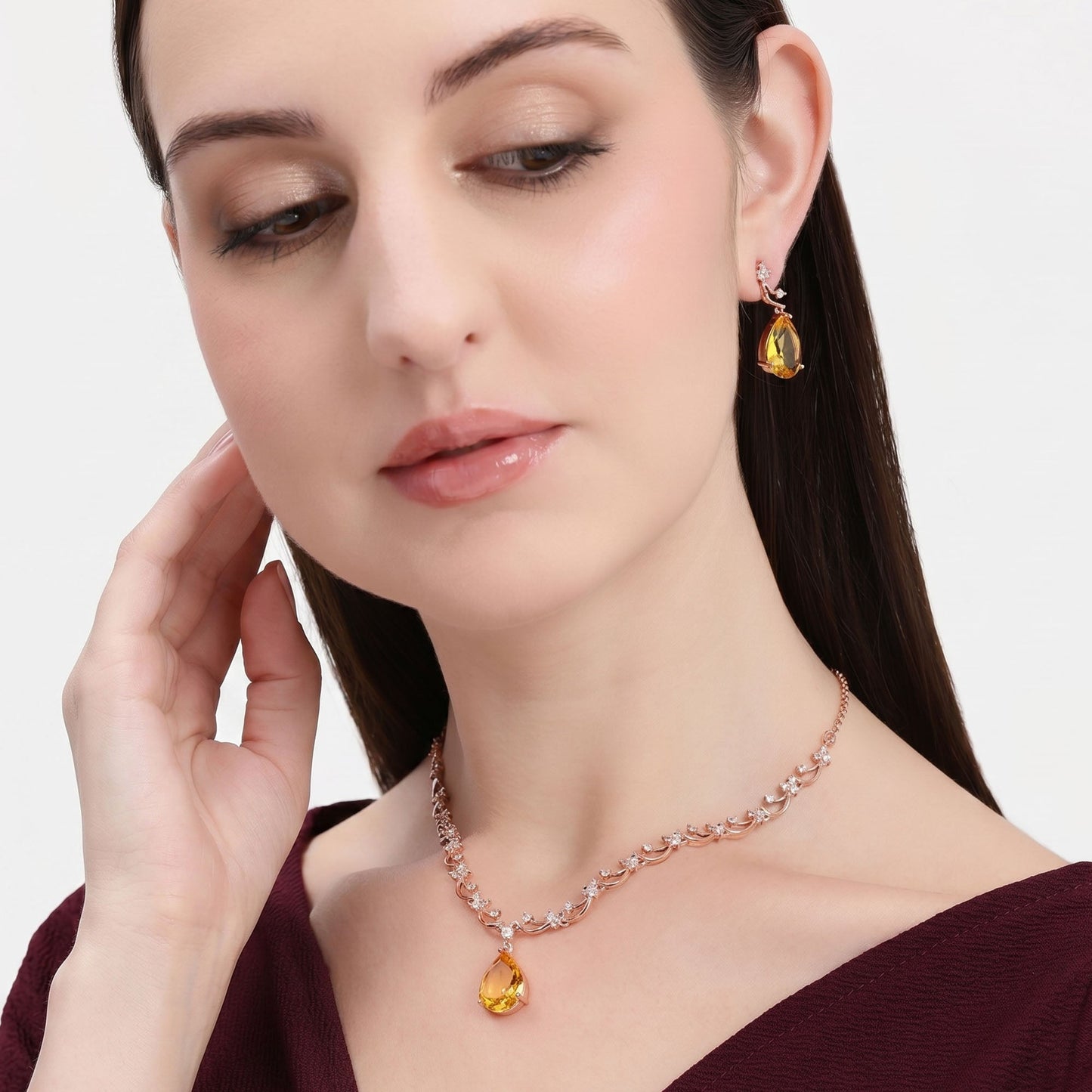 Topaz Teardrop Necklace Set