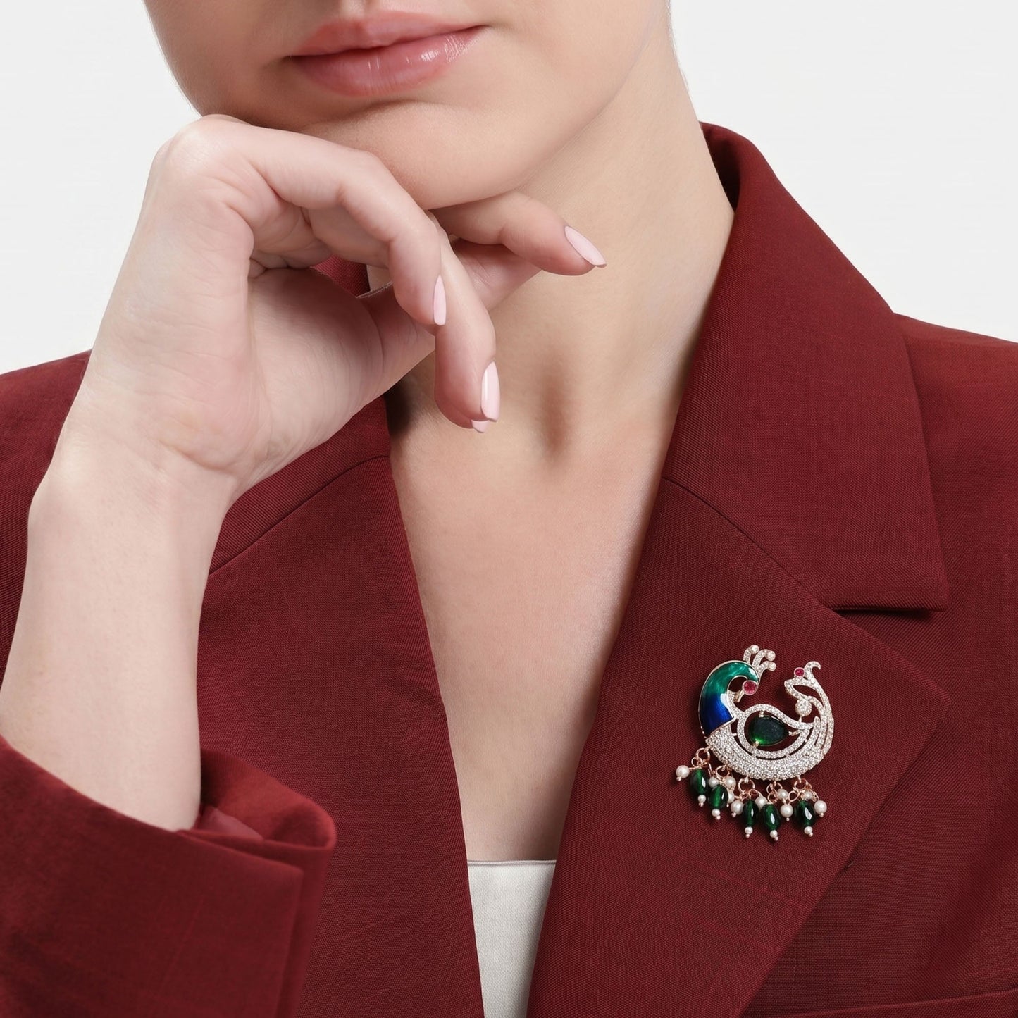 Rajani – Morbagh Green White Enamel Brooch