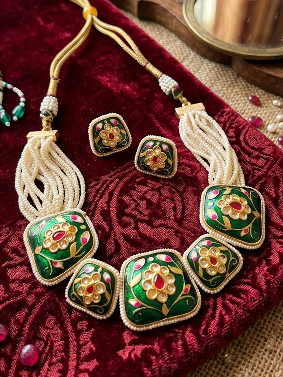 Emerald Enamel Meenakari Set