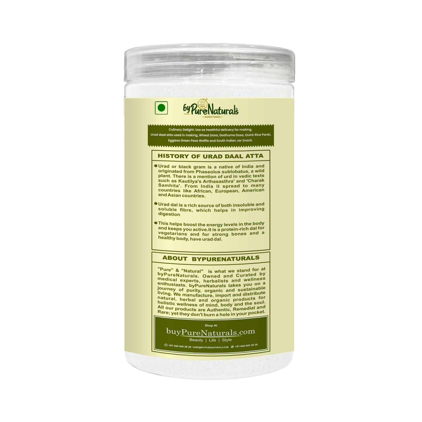 byPureNaturals Urad Daal Atta (Black Lentils Flour)