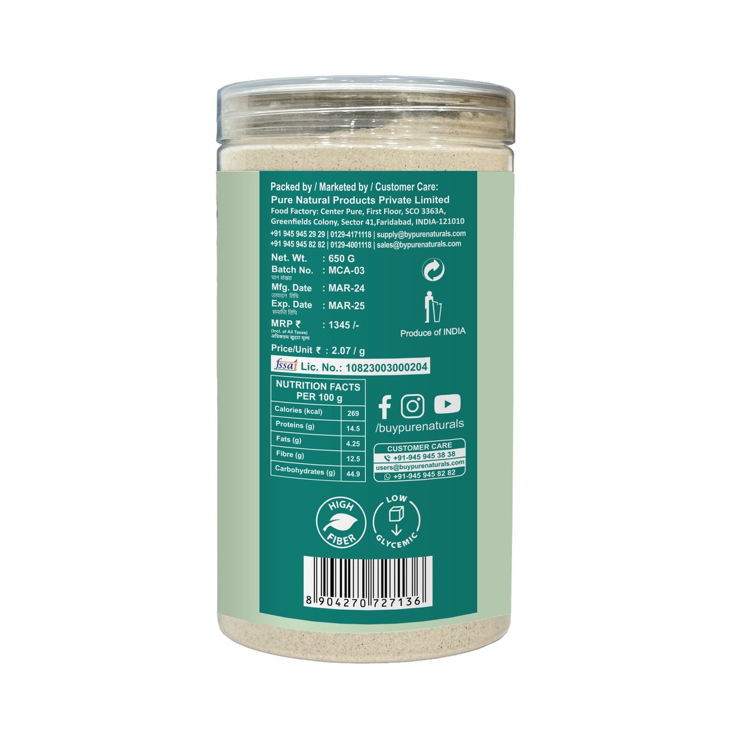 byPureNaturals Mattra Chikpeas Atta (Garbanzo Bean Flour)