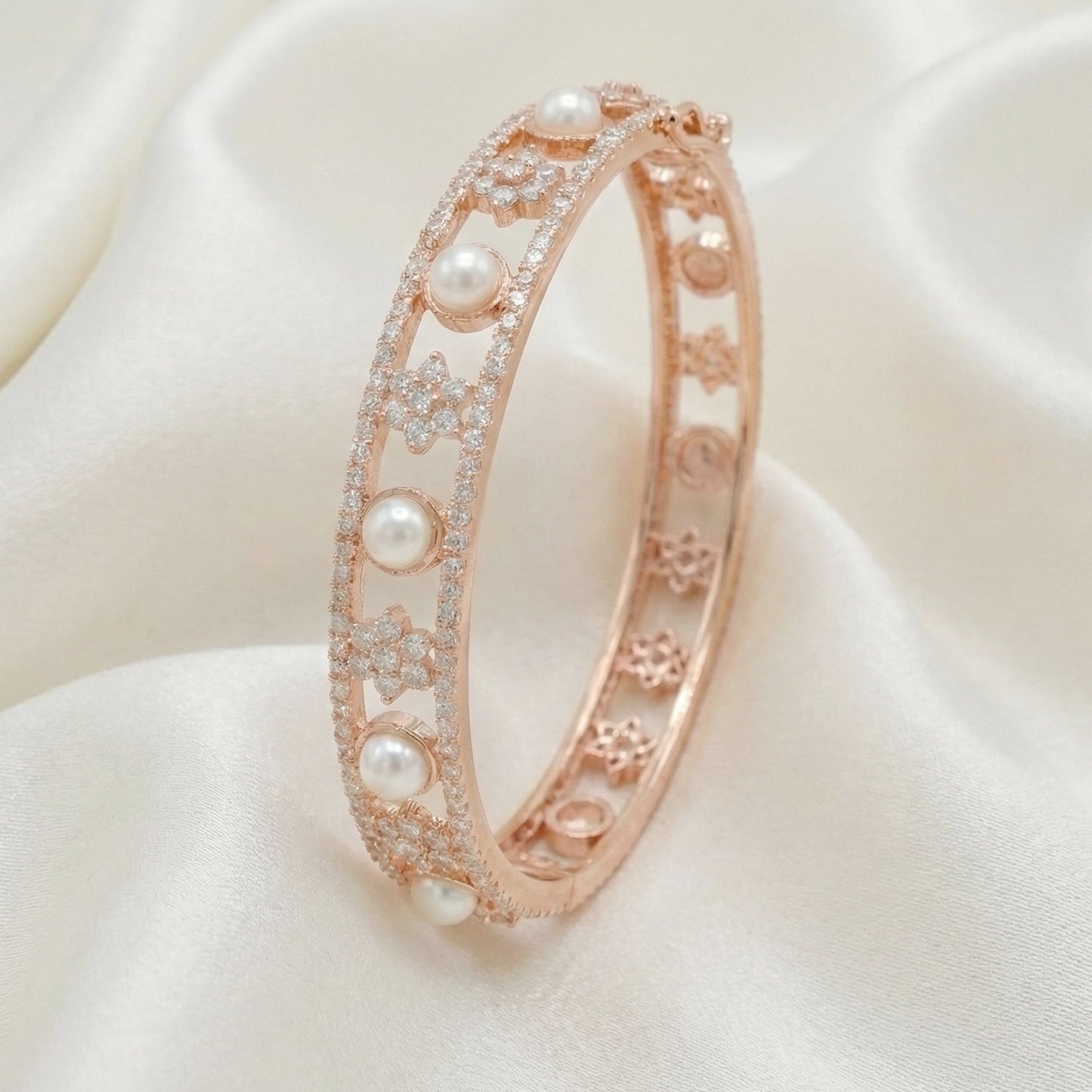 Floral CZ Openable Bangle