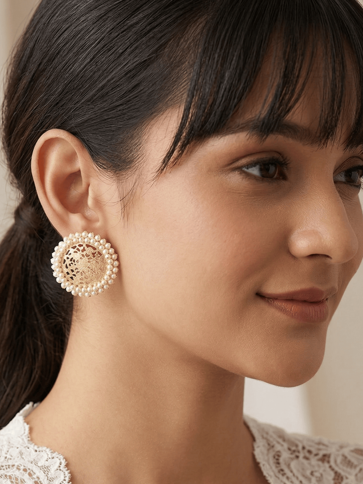 Tanishka Radiant Golden Classic Circular Stud Earrings