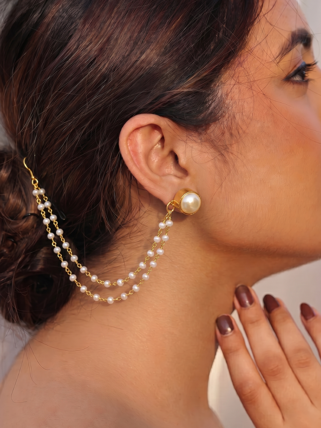 Dual Strand Pearl Earchain