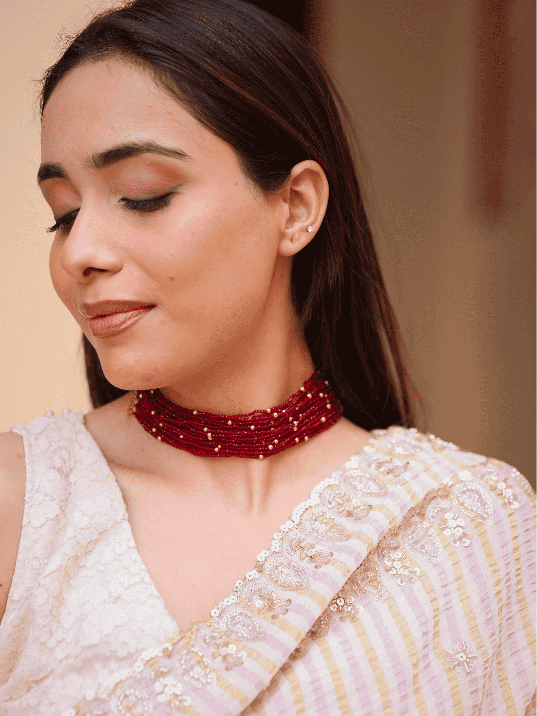 Crimson Majesty Beaded Choker