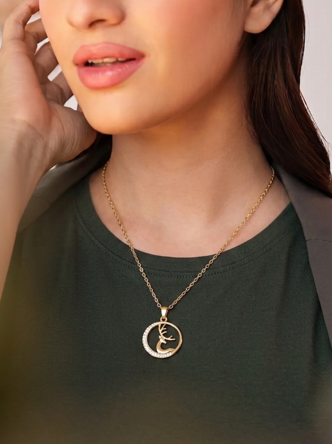 Zaira Deer Pendant Necklace