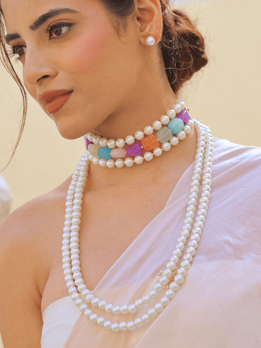 Star Light Multicolor Chokert & Necklace Set