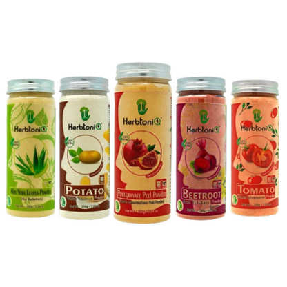 Herbtoniq Face Pack Powders - Aloe Vera, Potato, Beetroot, Tomato and Pomegranate