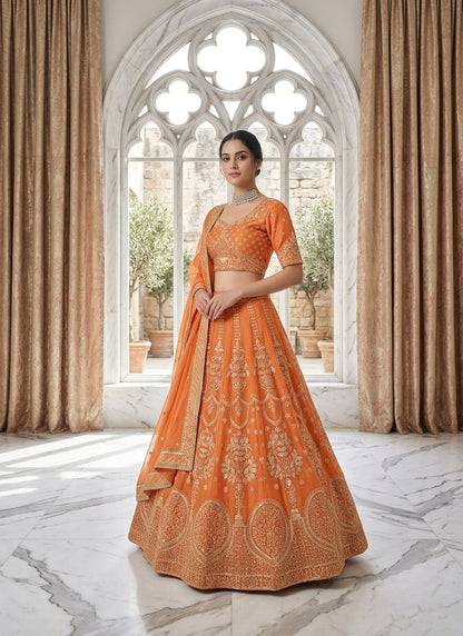 Lehenga Mart Gorgeous Lehenga Choli For Wedding-Orange
