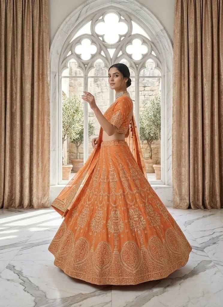 Lehenga Mart Gorgeous Lehenga Choli For Wedding-Orange