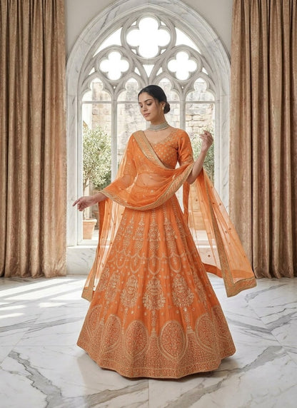 Lehenga Mart Gorgeous Lehenga Choli For Wedding-Orange