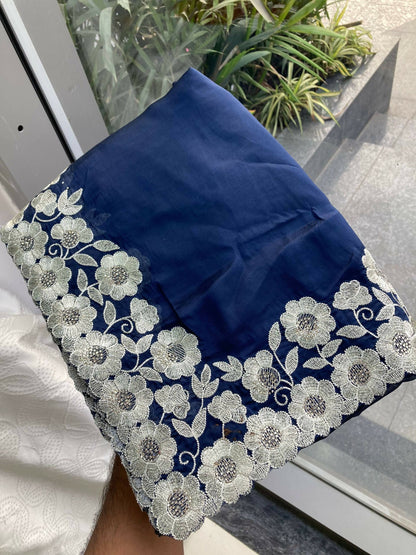 Teeya Creation New Trendy Stylish Party Wear Silk Saree-Dark_Navy_Blue