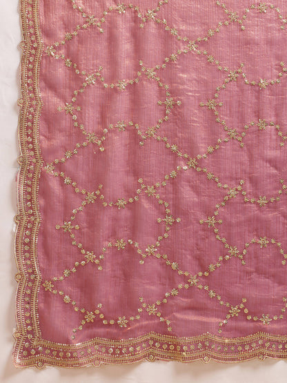 Dwija Fashion Pink Party Wear Embroidered Jimmy Choo Saree With Unstitched Blouse