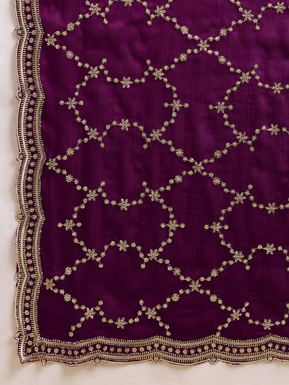 Dwija Fashion Wine Party Wear Embroidered Jimmy Choo Saree With Unstitched Blouse