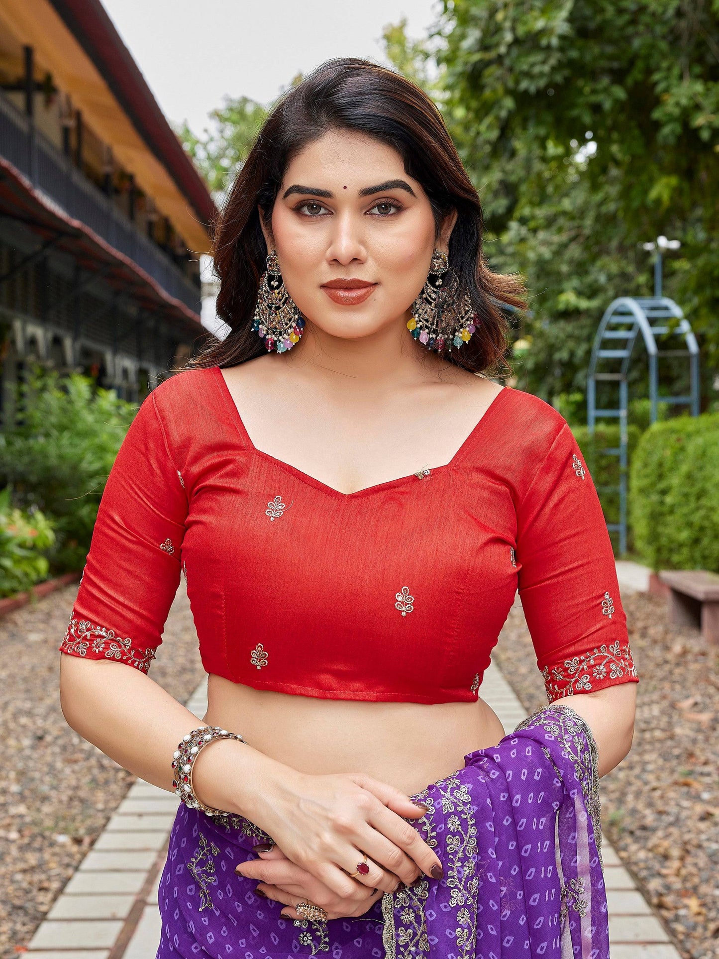 Dwija Fashion Blue Party Wear Embroidered Georgette Saree With Unstitched Blouse