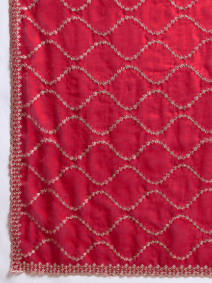 Dwija Fashion Red Party Wear Embroidered Jimmy Choo Fandy Saree With Unstitched Blouse