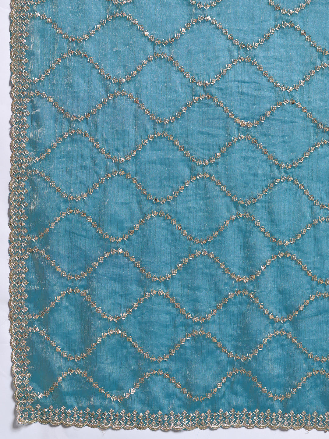 Dwija Fashion Sky Blue Party Wear Embroidered Jimmy Choo Fandy Saree With Unstitched Blouse