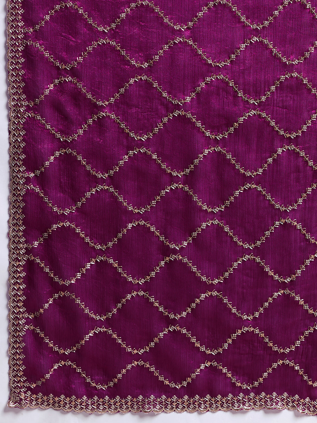 Dwija Fashion Wine Party Wear Embroidered Jimmy Choo Fandy Saree With Unstitched Blouse